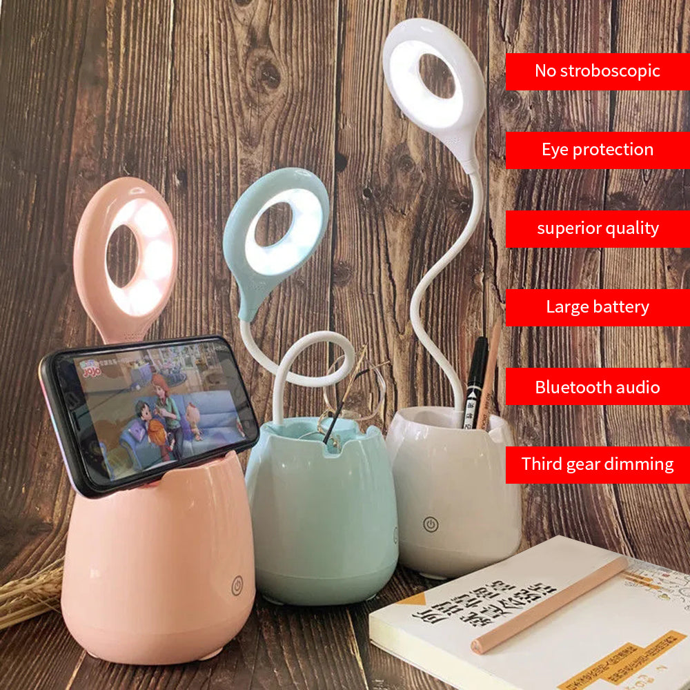 LED Desk Lamp Multifunctional Bluetooth Sound Desk Light Reading Eye Protection Table Lamp Bedroom Bedside Music Lgiht USB Lamps